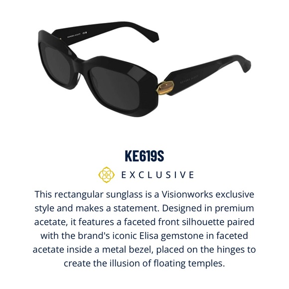 🕶️KendraScottNew&TagsNew StyleSunglassesRectangularModernFaceted FrontGemstone